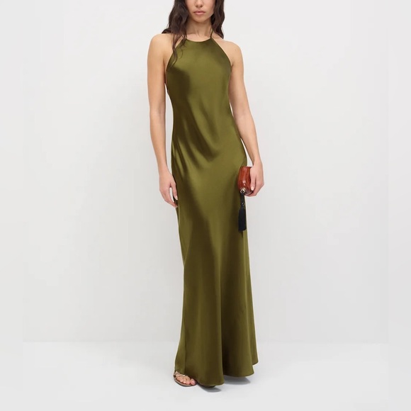 Reformation Dresses & Skirts - Reformation Olive Green Satin Maxi Dress